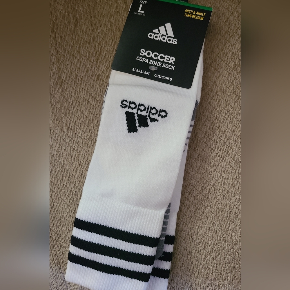Adidas Black and White Copa Zone Soccer Socks Sz LG